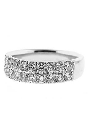 Double Row Band with Micro Prong Set Round Diamonds in 18k White Gold