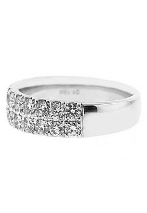 Double Row Band with Micro Prong Set Round Diamonds in 18k White Gold