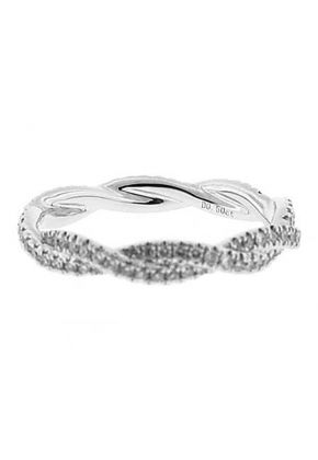 Braided Twist Eternity Band with Round Diamonds Set in 18k White Gold
