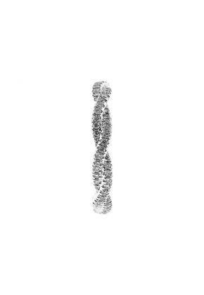 Braided Twist Eternity Band with Round Diamonds Set in 18k White Gold
