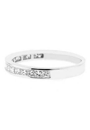 Single Row Channel Set Band with Princess Cut Diamonds in 18k White Gold