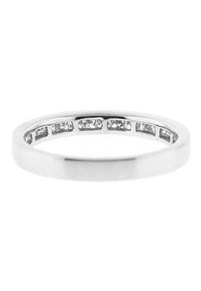 Single Row Channel Set Band with Princess Cut Diamonds in 18k White Gold
