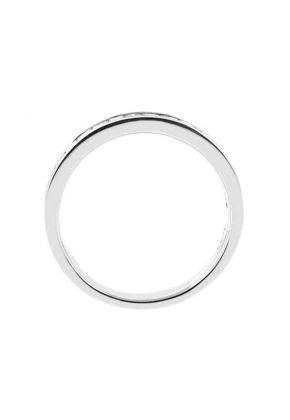 Single Row Channel Set Band with Princess Cut Diamonds in 18k White Gold