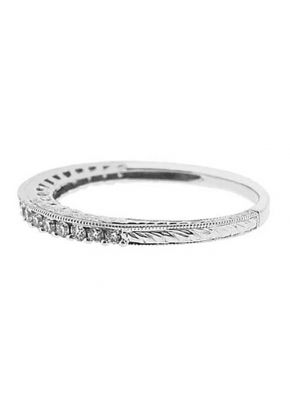Three Side Band with Openwork and Engraved Side Profiles and Round Diamonds Set in 18k White Gold