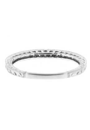 Three Side Band with Openwork and Engraved Side Profiles and Round Diamonds Set in 18k White Gold