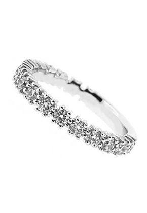 Single Row Band with Round Diamonds Surrounded by Prongs and Set in 18k White Gold