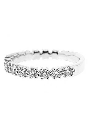 Single Row Band with Round Diamonds Surrounded by Prongs and Set in 18k White Gold