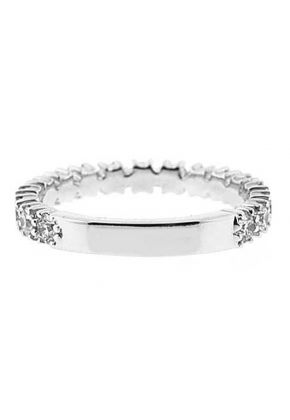 Single Row Band with Round Diamonds Surrounded by Prongs and Set in 18k White Gold