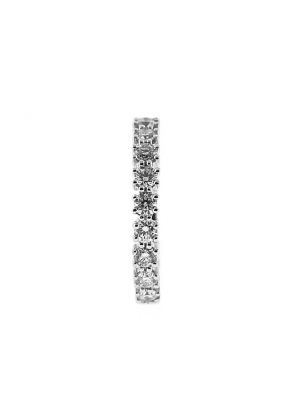 Single Row Band with Round Diamonds Surrounded by Prongs and Set in 18k White Gold