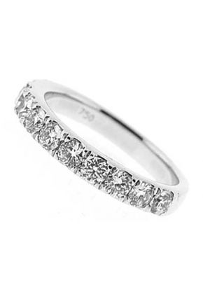 Single Row Prong Set Band with Round Diamonds in 18k White Gold