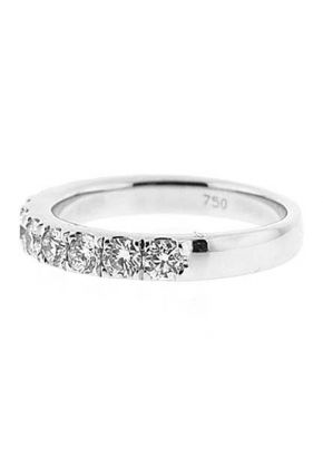 Single Row Prong Set Band with Round Diamonds in 18k White Gold
