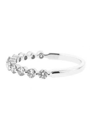 Single Row Prong Set Band with Round Diamonds in 18k White Gold