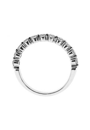 Single Row Prong Set Band with Round Diamonds in 18k White Gold