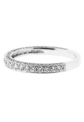 Triple Side Band with Micro-Pav?? Set Round Diamonds Bordered by Beaded Milgrain in 18k White Gold