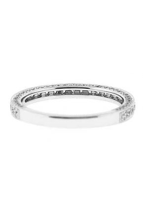 Triple Side Band with Micro-Pav?? Set Round Diamonds Bordered by Beaded Milgrain in 18k White Gold