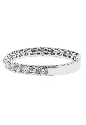 Single Row Pav?? Set Band with Round Diamonds in 18k White Gold