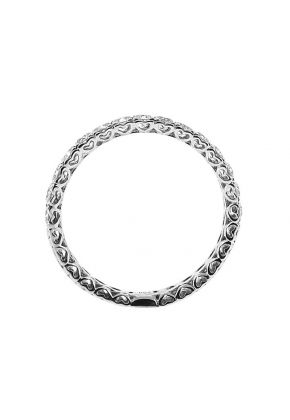 Single Row Pav?? Set Band with Round Diamonds in 18k White Gold