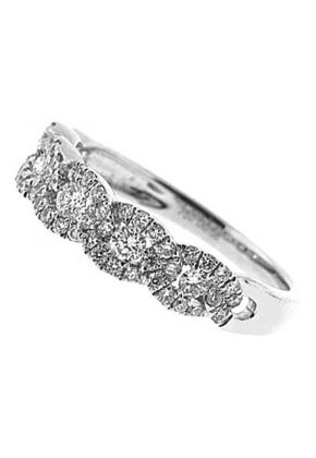 Braided Style Band with Micro-Prong Set Round Diamonds in 18k White Gold