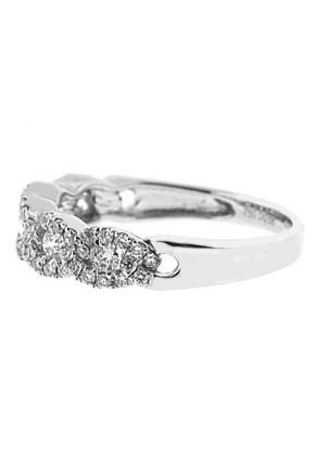 Braided Style Band with Micro-Prong Set Round Diamonds in 18k White Gold