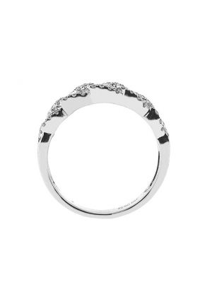 Braided Style Band with Micro-Prong Set Round Diamonds in 18k White Gold