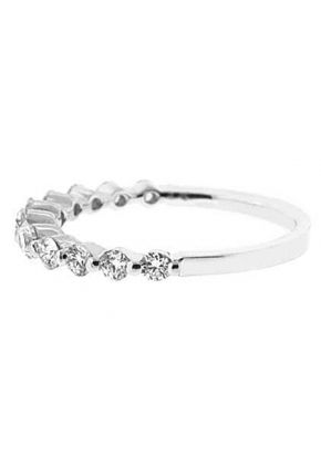 Single Row Band with Round Diamonds Set in 18k White Gold