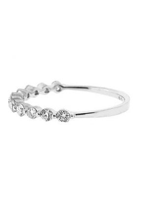 Single Row Prong Set Band with Round Diamonds in 18k White Gold
