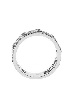 Milgrain Decorated Eternity Band with Bezel and Prong Set Diamonds in 18k White Gold