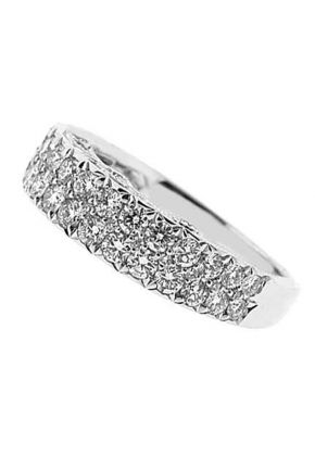 Double Row Band with Micro Prong Set Round Diamonds in 18k White Gold