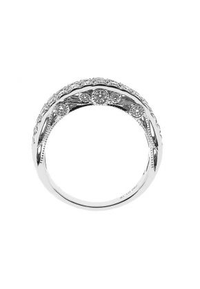Double Row Band with Micro Prong Set Round Diamonds in 18k White Gold