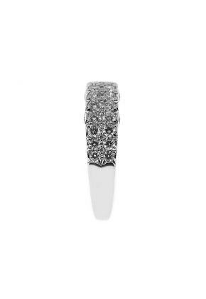 Double Row Band with Micro Prong Set Round Diamonds in 18k White Gold