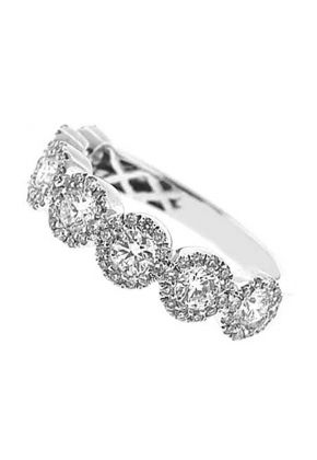 Halo Style Band with Round Diamonds Set in 18k White Gold