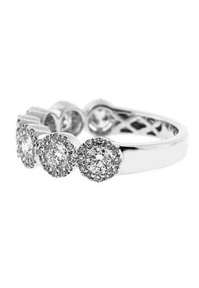 Halo Style Band with Round Diamonds Set in 18k White Gold