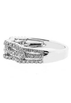 Triple Row Micro-Prong Set Band with Round Diamonds in 18k White Gold