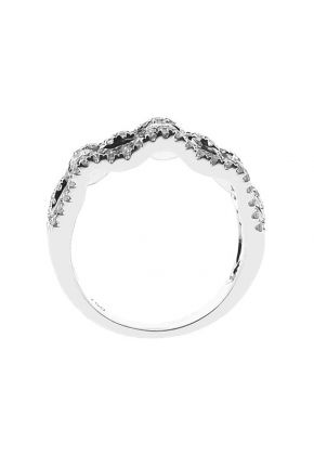 Triple Row Micro-Prong Set Band with Round Diamonds in 18k White Gold