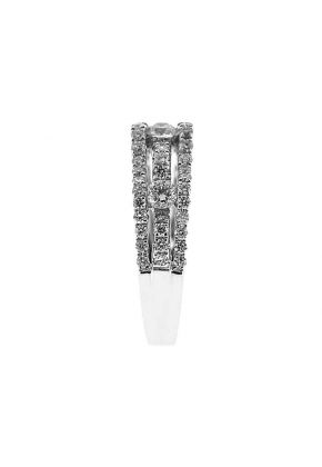 Triple Row Micro-Prong Set Band with Round Diamonds in 18k White Gold