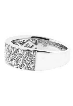 Pav?? Set Band with Three Rows of Round Diamonds in 18k White Gold