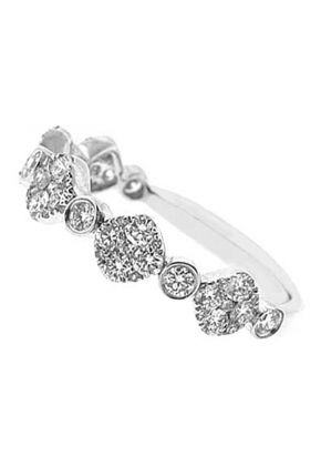 Combination Set Band with Alternating Bezel Set Diamonds and Diamond Clusters in 18k White Gold