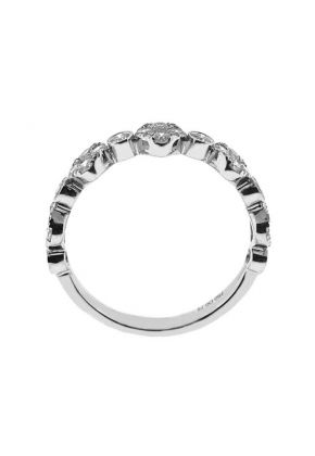 Combination Set Band with Alternating Bezel Set Diamonds and Diamond Clusters in 18k White Gold