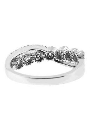 Split Shank Right Hand Fashion Ring with Bezel Set Diamonds Surrounded by Beaded Milgrain in 18K White Gold