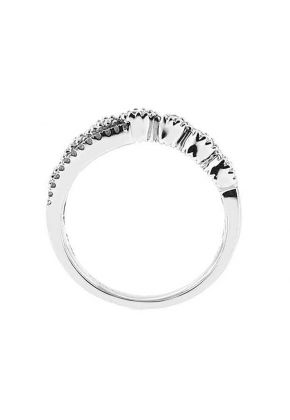Split Shank Right Hand Fashion Ring with Bezel Set Diamonds Surrounded by Beaded Milgrain in 18K White Gold