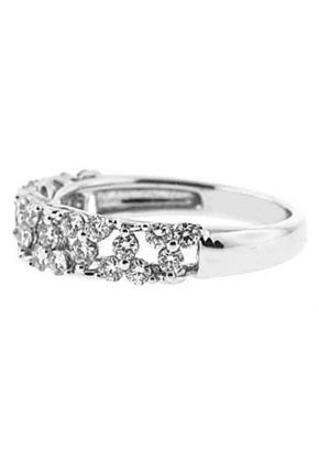 Right Hand Fashion Ring with Prong Set Diamond Rounds in Pairs of Three Set in 18K White Gold
