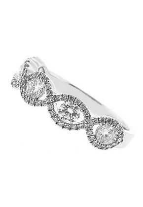 Channel Set Twist Band with Round Diamonds in 18k White Gold