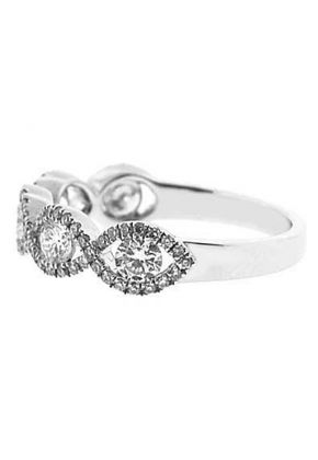 Channel Set Twist Band with Round Diamonds in 18k White Gold