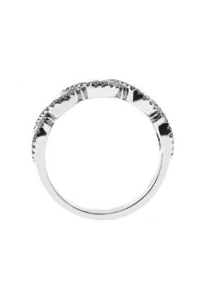 Channel Set Twist Band with Round Diamonds in 18k White Gold