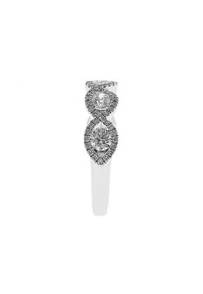 Channel Set Twist Band with Round Diamonds in 18k White Gold