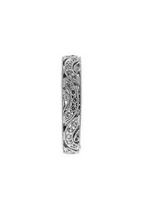 Milgrain Decorated Eternity Band with Micro-Prong Set Diamonds in 18k White Gold