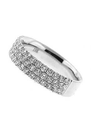 Triple Row Band with Pav?? Set Round Diamonds in 18k White Gold