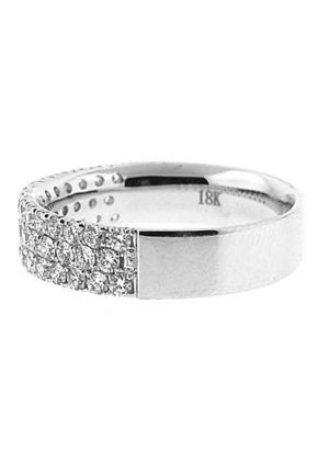 Triple Row Band with Pav?? Set Round Diamonds in 18k White Gold