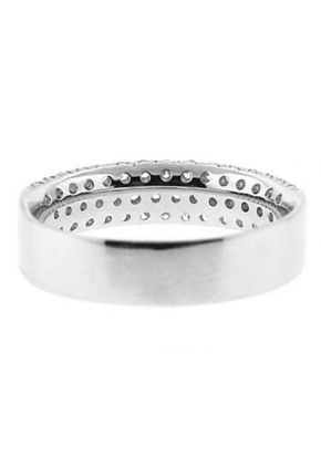 Triple Row Band with Pav?? Set Round Diamonds in 18k White Gold