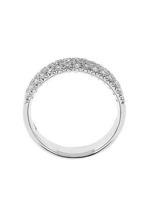 Triple Row Band with Pav?? Set Round Diamonds in 18k White Gold